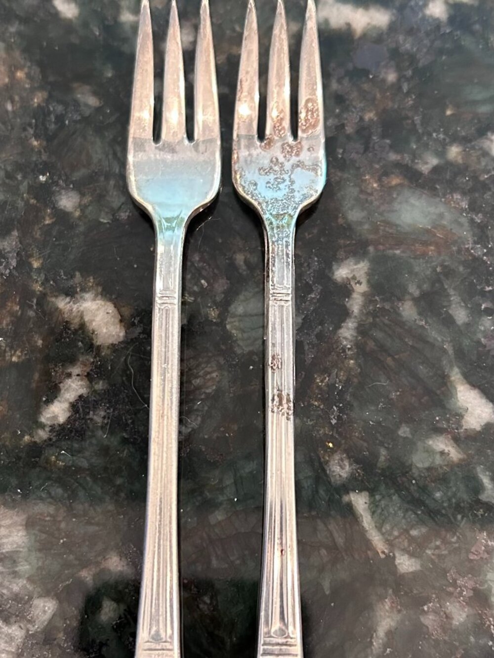 Lot of Two Vintage 1939 International Silver "Court" Silver Plated Pickle Forks